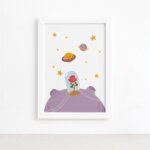 Quadro para Quarto Bebê Pequeno Principe Rosa Moldura Branca
