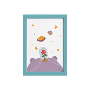 Quadro para Quarto Bebê Pequeno Príncipe Rosa Moldura Azul