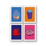 Quadros Cozinha Pop Café Moldura Branca 33x43cm Kit 4un