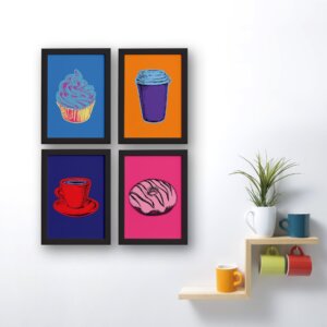 Quadros Cozinha Pop Café Moldura Preta 22x32cm Kit 4un