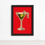 Quadro Cozinha Bebidas Drink 04 Moldura Preta 22x32cm