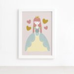 Quadro Princesa Infantil Moldura Branca 22x32cm