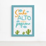 Quadro Sonhe Alto Meu Pequeno Dino Baby Mold Azul 22x32cm