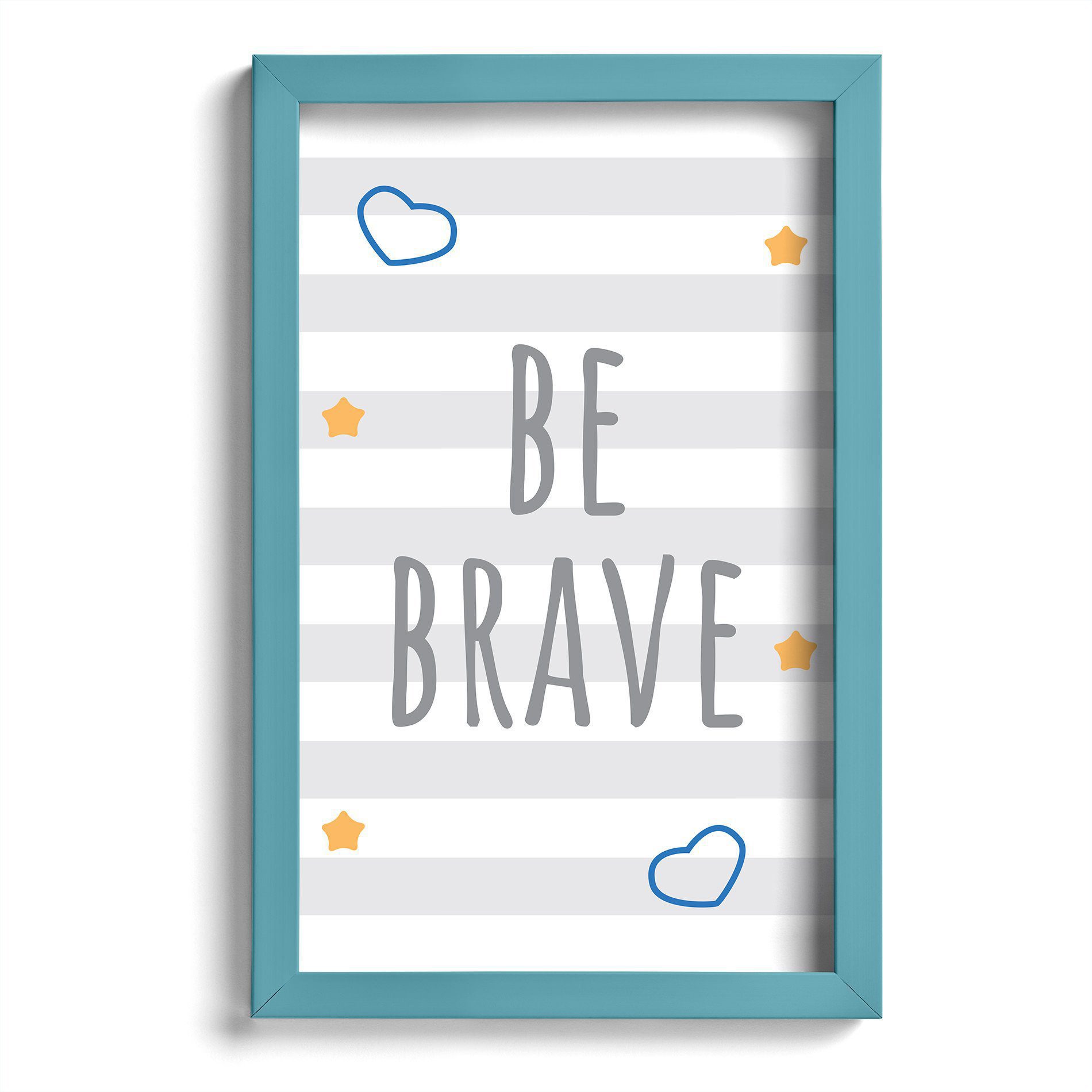 Quadro Infantil Girafa e Hipopótamo Azul Kit 4un Moldura Azul