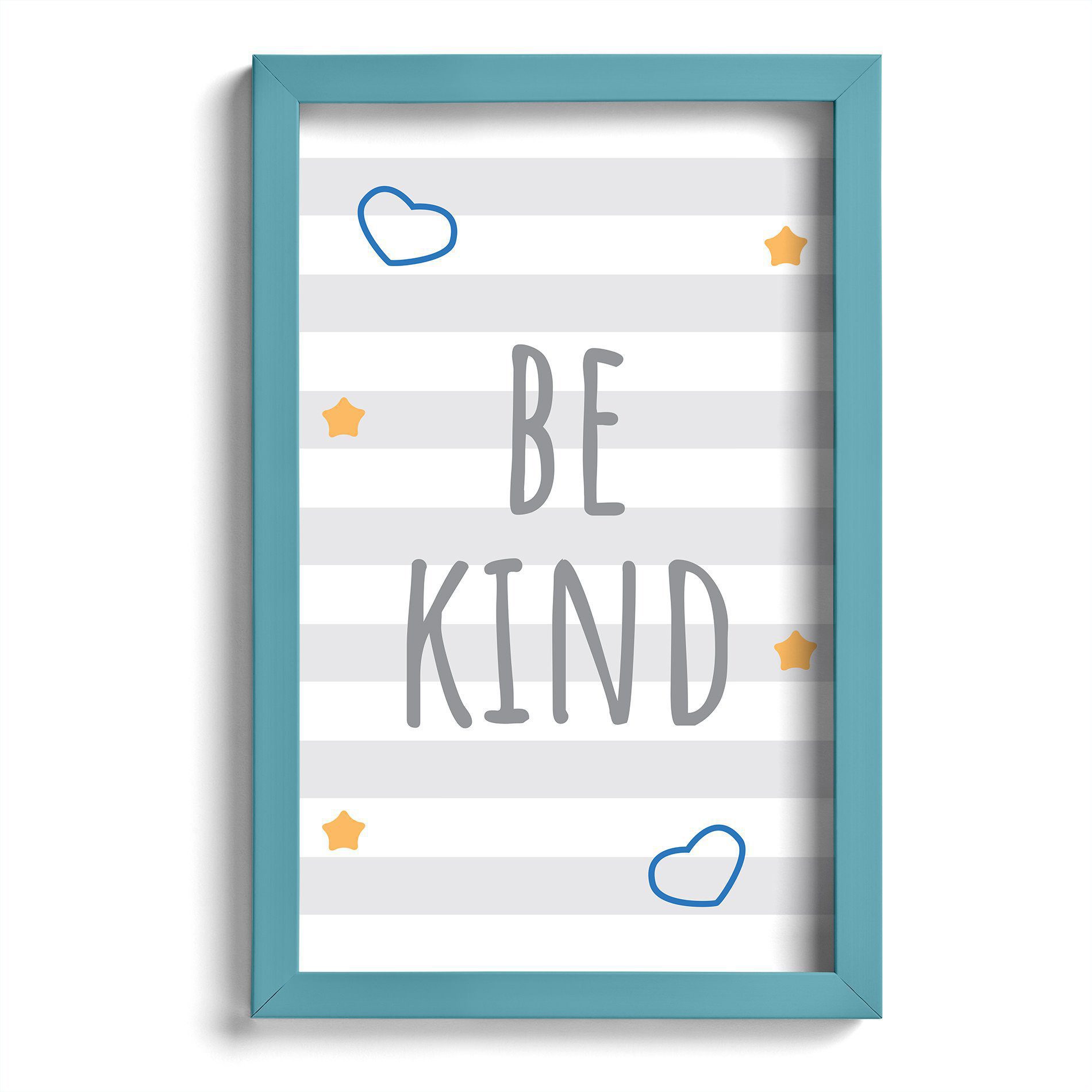 Quadro Infantil Be Kind Azul 22x32cm Moldura Azul