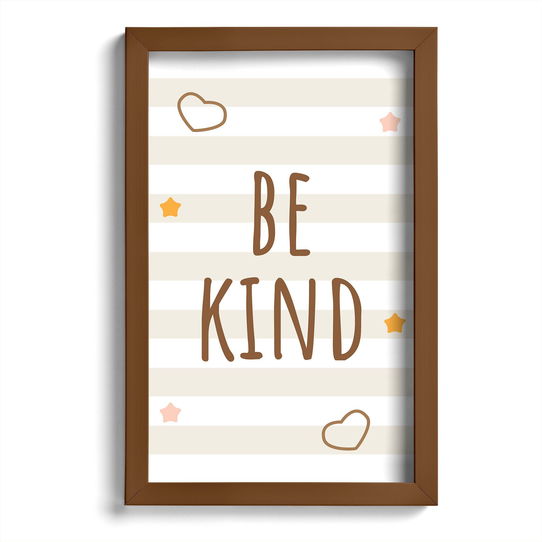 Quadro Infantil Be Kind Marrom 22x32cm Moldura Marrom