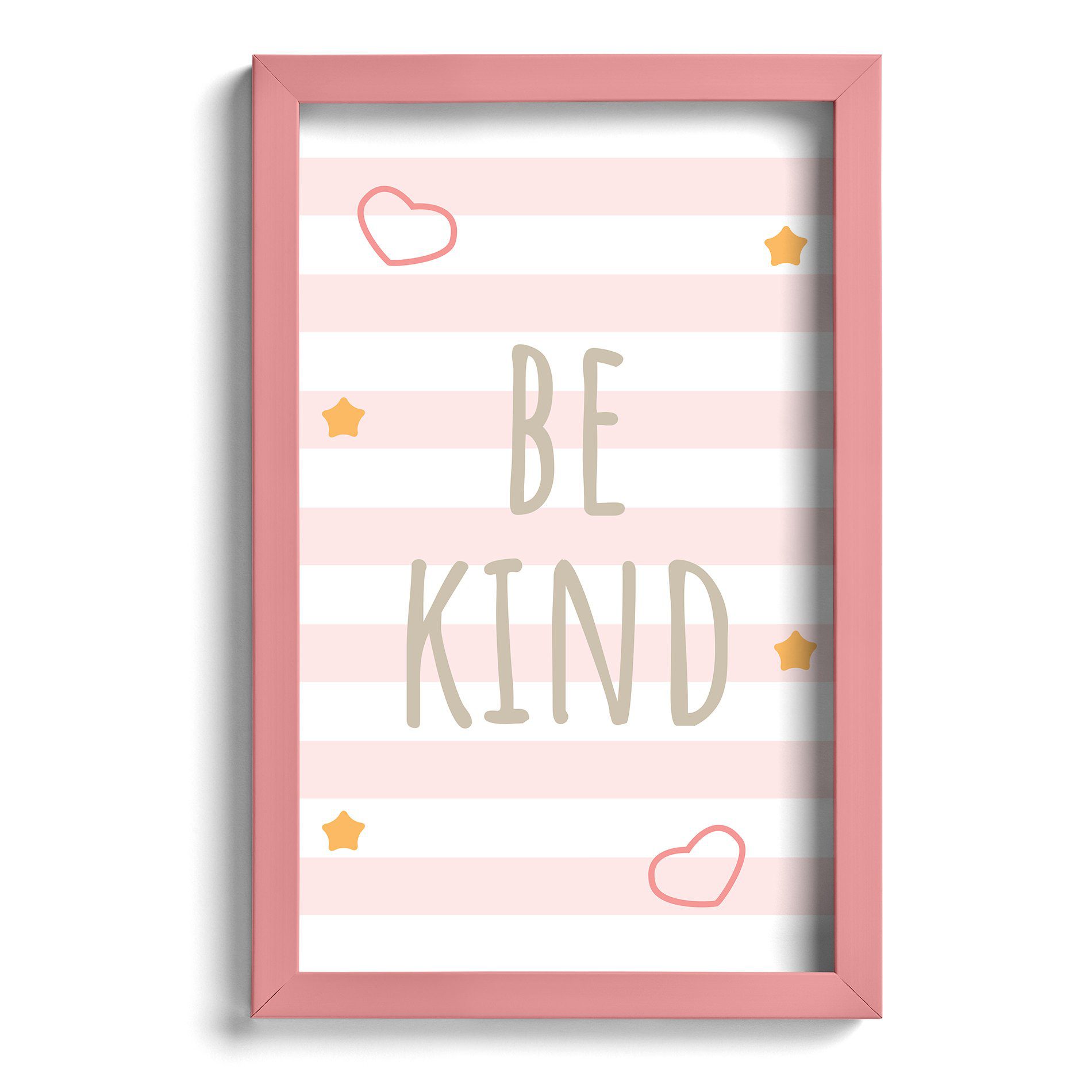 Quadro Infantil Be Kind Rosa 22x32cm Moldura Rosa