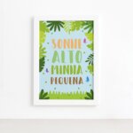 Quadro Sonhe Alto Minha Pequena Safari Mold Branca 22x32cm