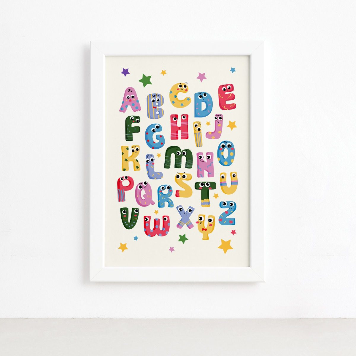 Quadro Infantil Alfabeto Moldura Branca 22x32cm