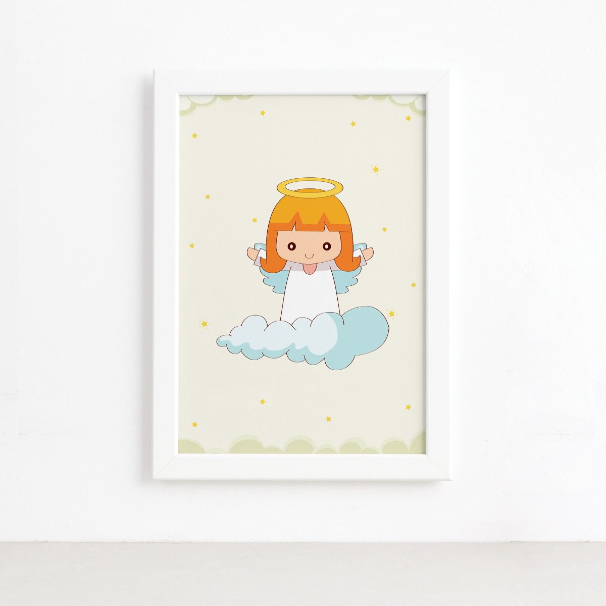 Quadro Anjinho Abençoado Moldura Branca 22x32cm