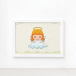 Quadro Anjinho na Nuvem Moldura Branca 22x32cm