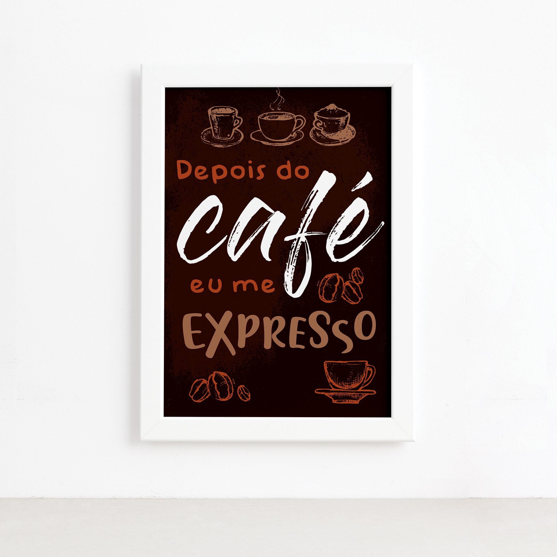 Quadro Cozinha Café Expresso Moldura Branca 22x32cm,Quadro Cozinha Café Expresso Moldura Branca 22x32cm