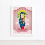 Quadro Nossa Senhora Virgem Maria Moldura Branca 22x32cm