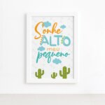 Quadro Sonhe Alto Meu Pequeno Dino Baby Mold Branca 22x32cm