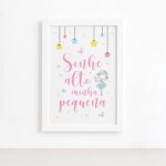 Quadro Sonhe Alto Minha Pequena Fadas Moldura Branca 22x32cm