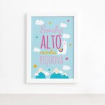 Quadro Sonhe Alto Minha Pequena Lhama Moldura Branca 22x32cm
