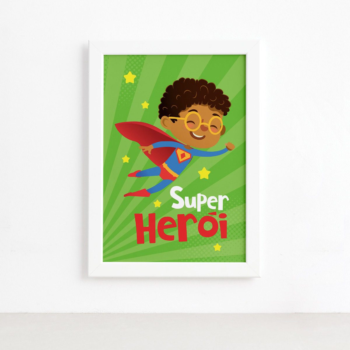 Quadro Super Herói Moldura Branca 22x32cm