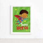 Quadro Super Herói Moldura Branca 33x43cm