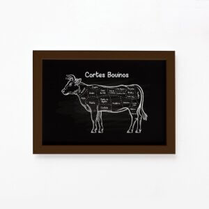 Quadro Cortes Brasileiros Bovino Moldura Marrom 33x43cm