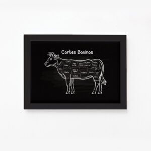 Quadro Cortes Brasileiros Bovino Moldura Preta 33x43cm