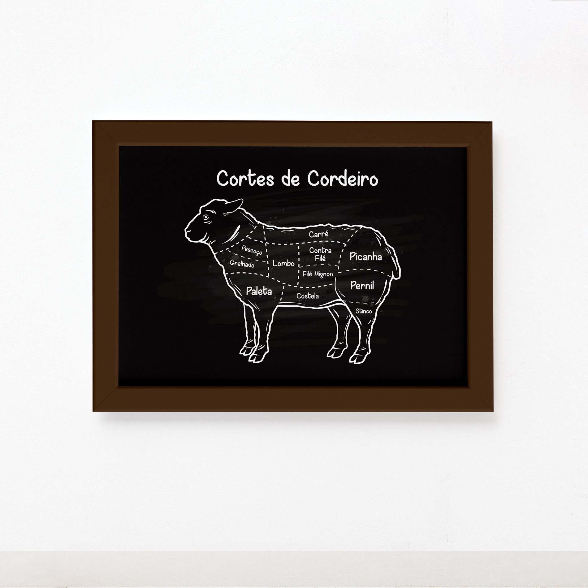 Quadro Cortes Brasileiros Cordeiro Moldura Marrom 33x43cm,Quadro Cortes Brasileiros Cordeiro Moldura Marrom 33x43cm