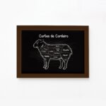 Quadro Cortes Brasileiros Cordeiro Moldura Marrom 33x43cm