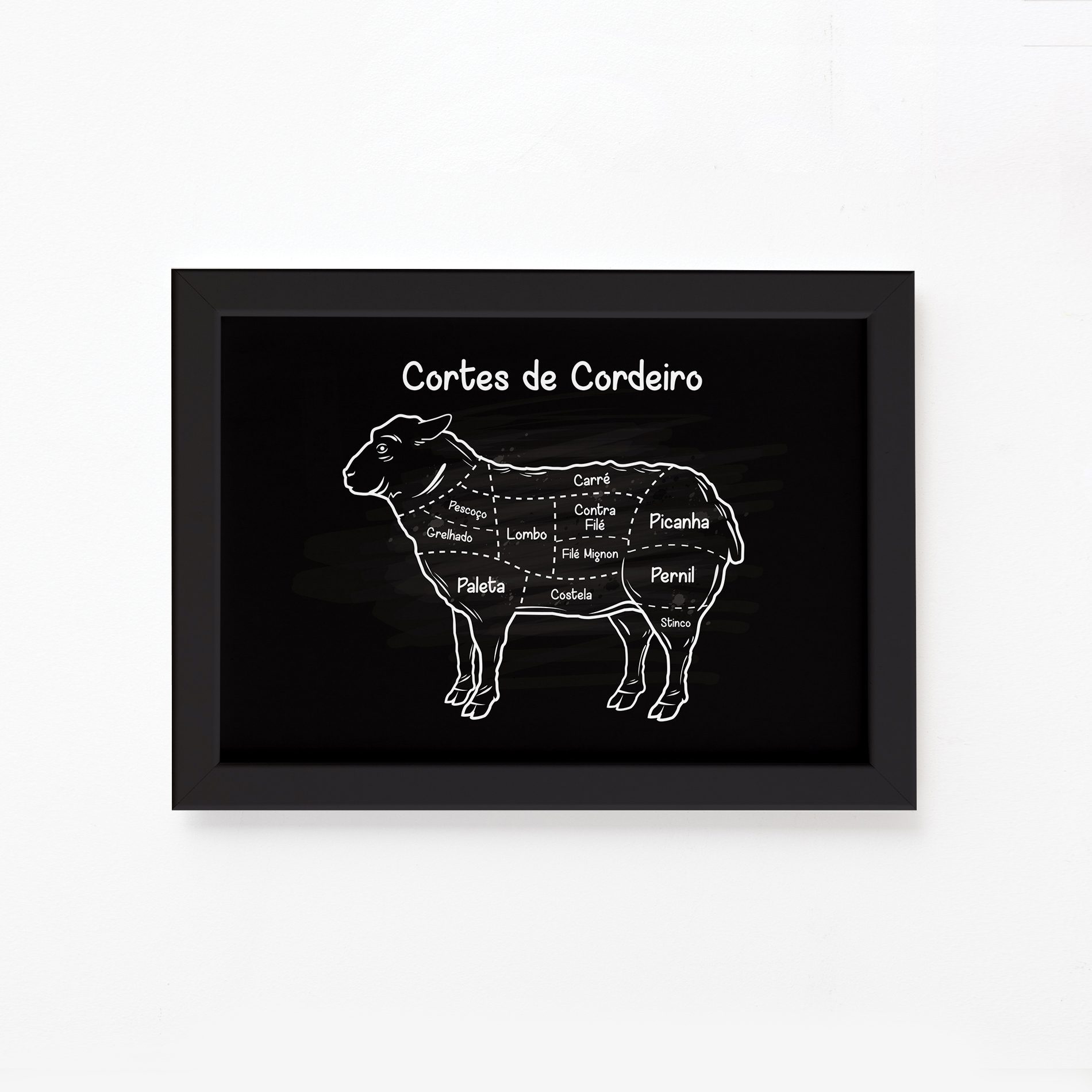Quadro Cortes Brasileiros Cordeiro Moldura Preta 33x43cm