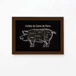 Quadro Cortes Brasileiros Suíno Moldura Marrom 33x43cm