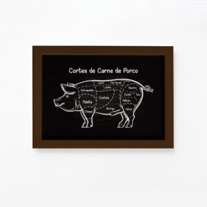 Quadro Cortes Brasileiros Suíno Moldura Marrom 33x43cm