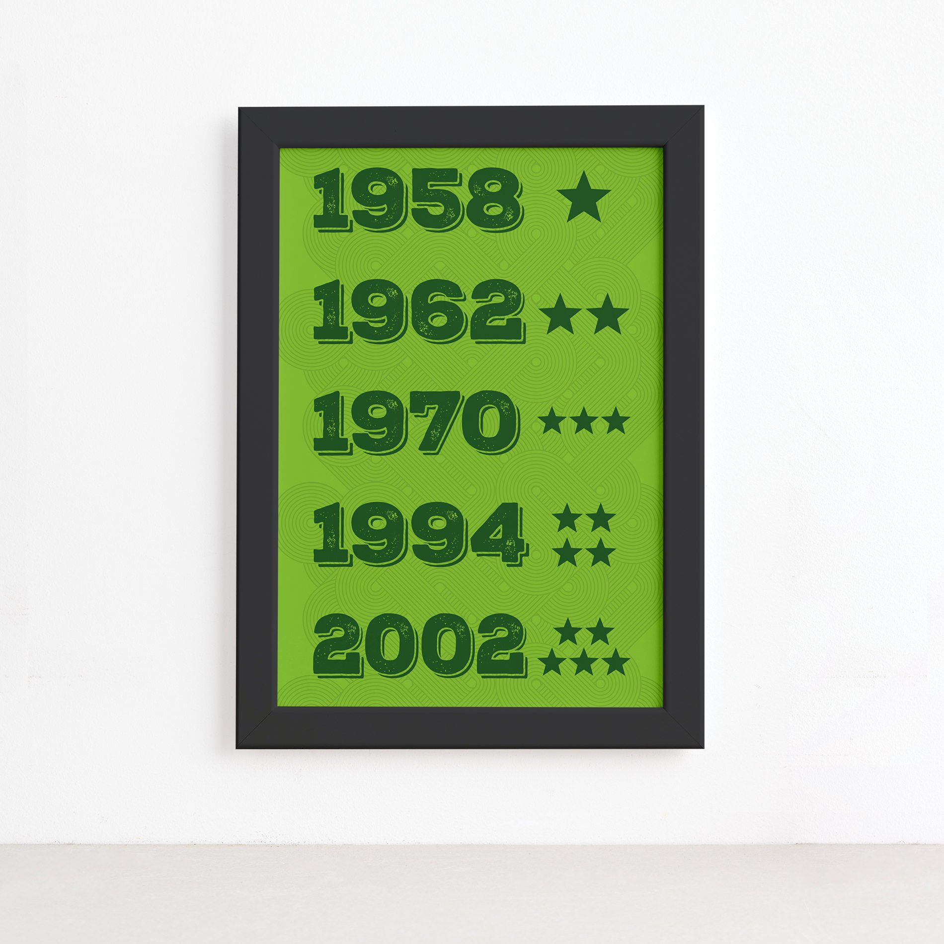 Quadros  País do Futebol Verde Amarela 22x32cm Moldura Preta 4un