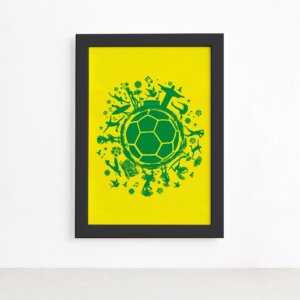 Quadro País do Futebol Verde Amarela 22x32 Moldura Preta