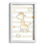Quadro Infantil Girafa Amarela 22x32cm Moldura Branca