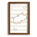 Quadro Infantil Hipopótamo Marrom 22x32cm Moldura Marrom
