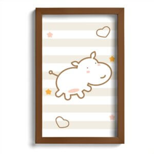 Quadro Infantil Hipopótamo Marrom 22x32cm Moldura Marrom