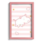 Quadro Infantil Hipopótamo Rosa 22x32cm Moldura Rosa