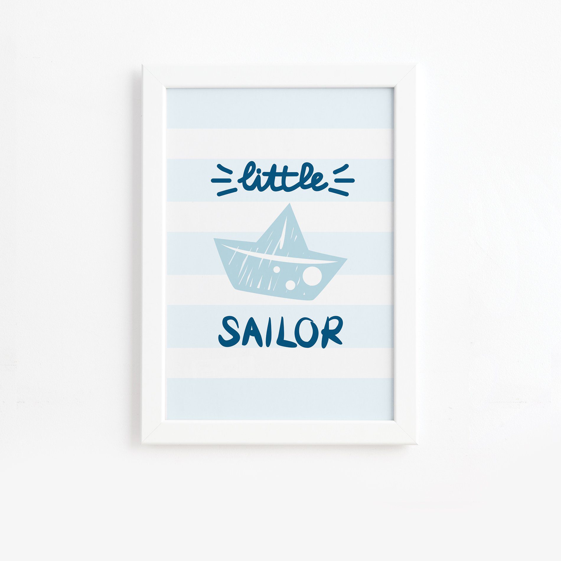 Quadro Infantil Marinheiro Barco Moldura Branca