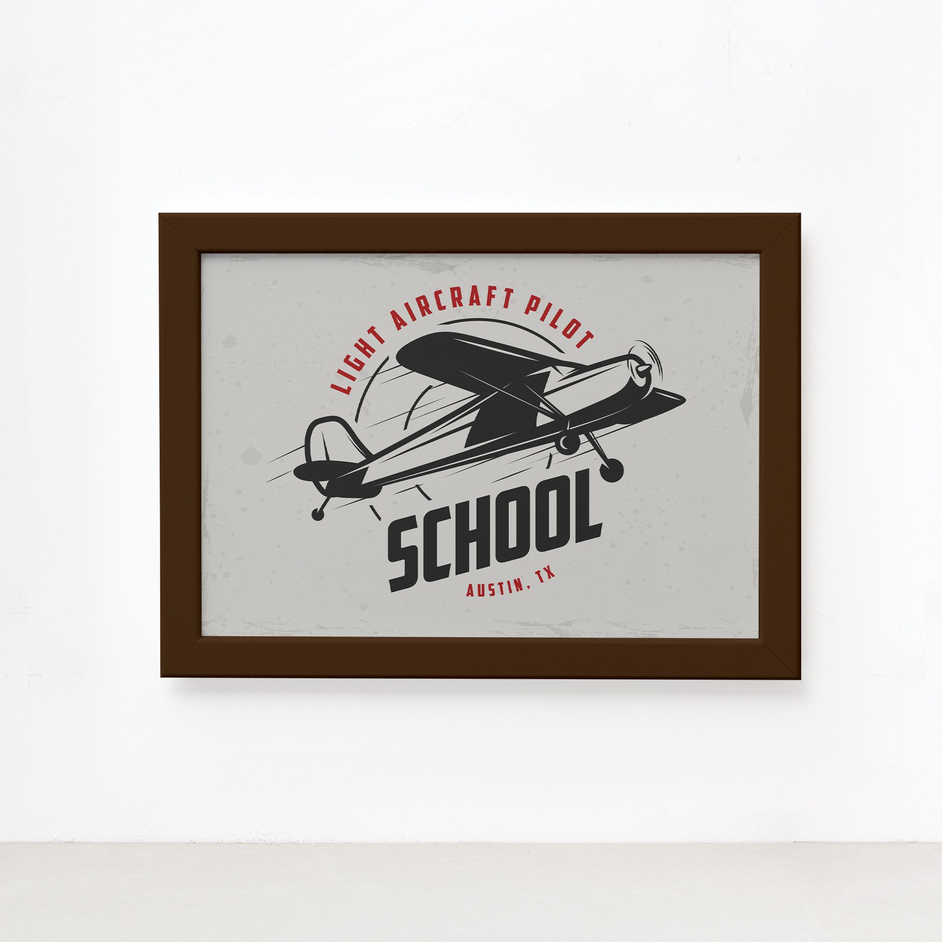 Quadro Vintage Avião School Moldura Marrom 22x32cm,Quadro Vintage Avião School Moldura Marrom 22x32cm