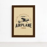 Quadro Vintage Avião Tours 01 Moldura Marrom 22x32cm