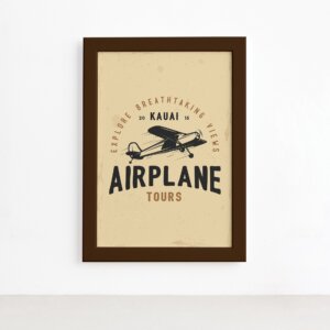 Quadro Vintage Avião Tours 01 Moldura Marrom 22x32cm,Quadro Vintage Avião Tours 01 Moldura Marrom 22x32cm