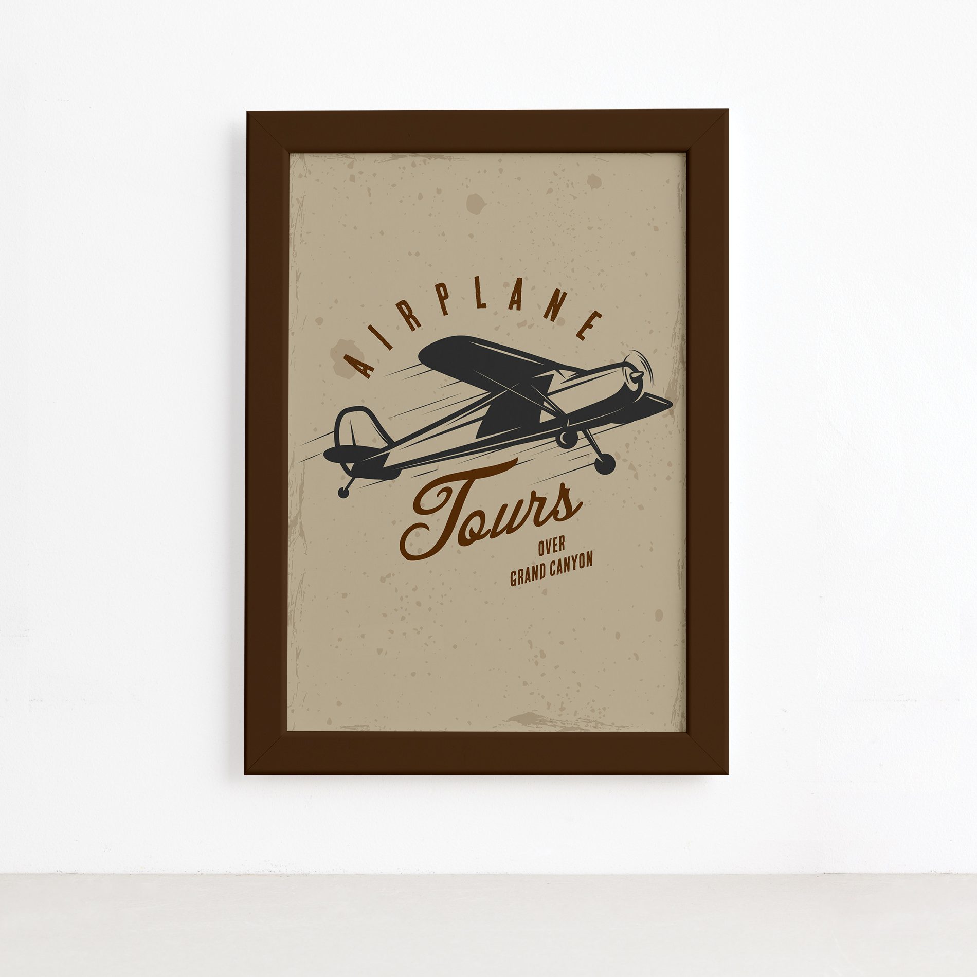 Quadro Vintage Avião Tours 02 Moldura Marrom 22x32cm,Quadro Vintage Avião Tours 02 Moldura Marrom 22x32cm