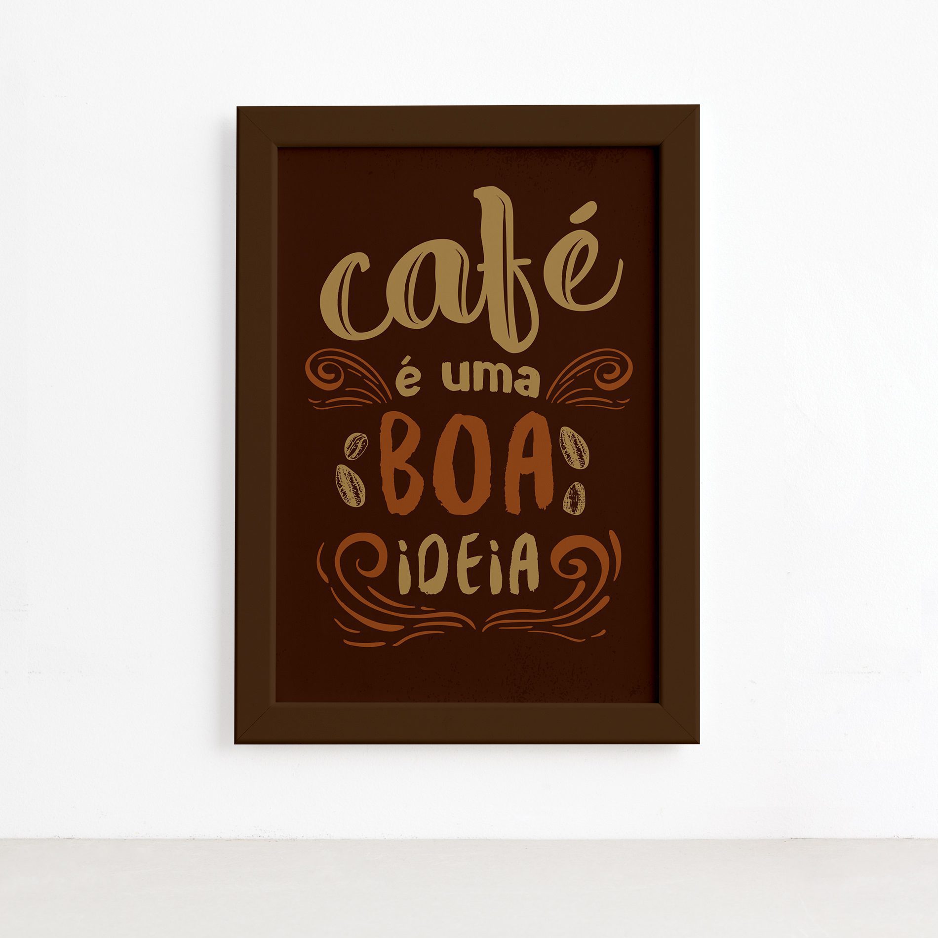Quadro Cozinha Café é uma Boa Ideia Moldura Marrom 22x32cm,Quadro Cozinha Café é uma Boa Ideia Moldura Marrom 22x32cm