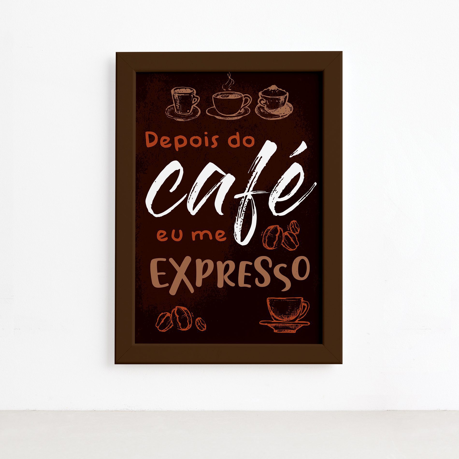Quadro Cozinha Café Expresso Moldura Marrom 22x32cm,Quadro Cozinha Café Expresso Moldura Marrom 22x32cm