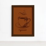 Quadro Cozinha Expresso Café Moldura Marrom 22x32cm
