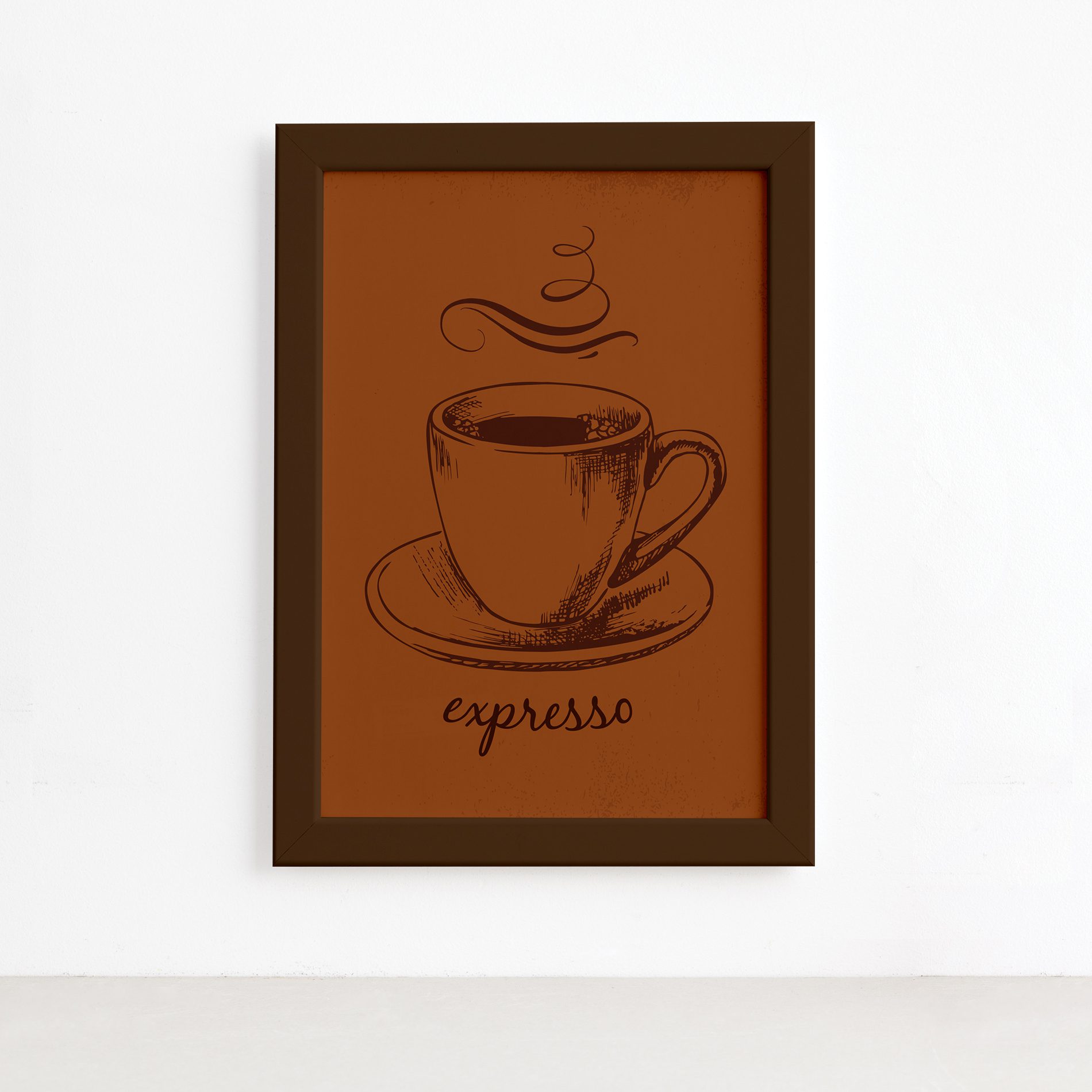 Quadro Cozinha Expresso Café Moldura Marrom 22x32cm,Quadro Cozinha Expresso Café Moldura Marrom 22x32cm