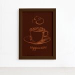 Quadro Café Cozinha Cappuccino Moldura Marrom 22x32cm