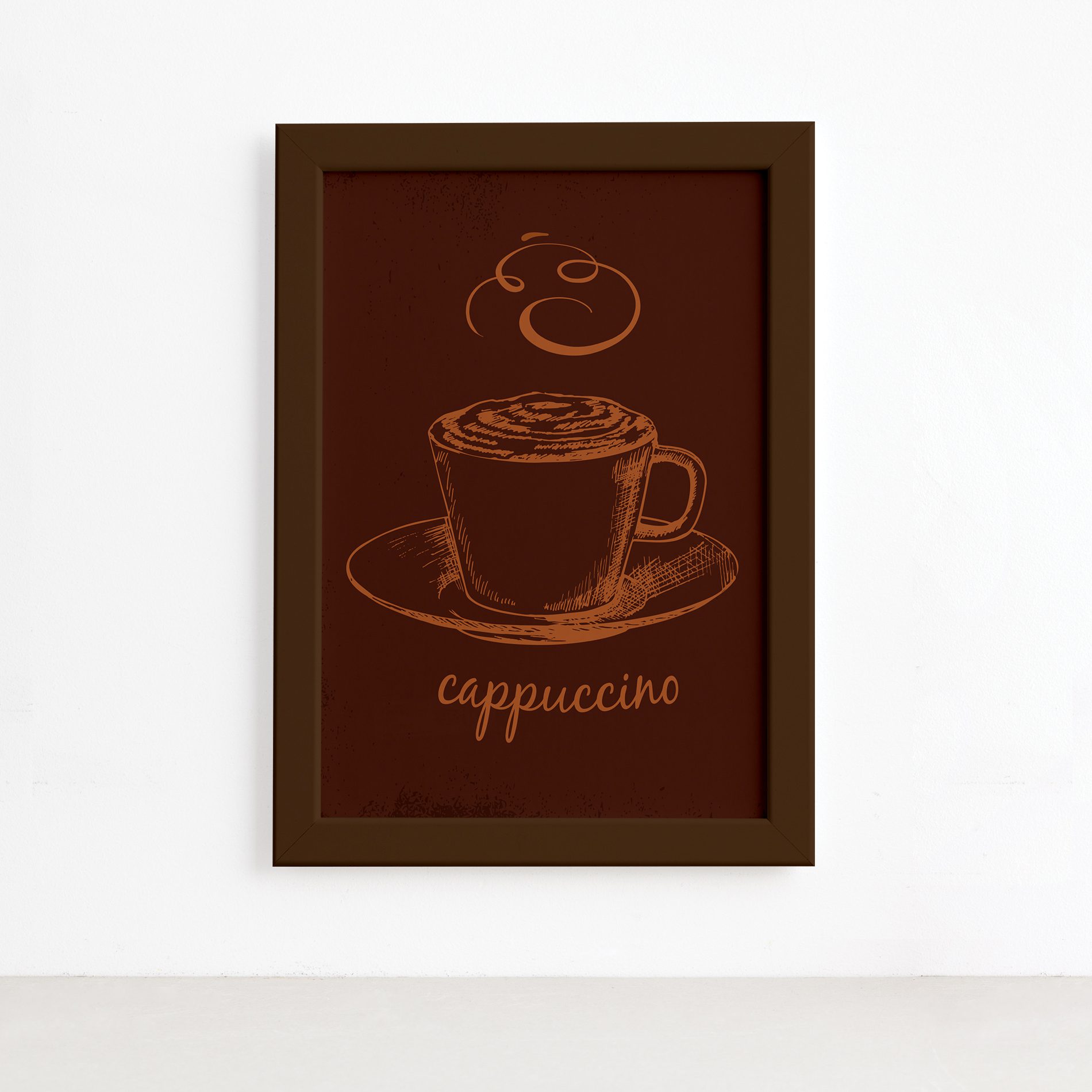 Quadro Café Cozinha Cappuccino Moldura Marrom 22x32cm,Quadro Café Cozinha Cappuccino Moldura Marrom 22x32cm