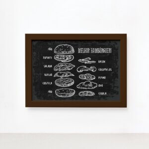 Quadro Comida Melhor Hambúrguer Moldura Marrom 22x32cm,Quadro Comida Melhor Hambúrguer Moldura Marrom 22x32cm