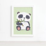 Quadro Animais Panda Moldura Branca 22x32cm