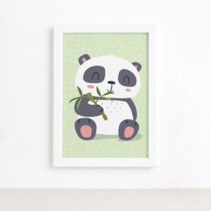 Quadro Animais Panda Moldura Branca 22x32cm,Quadro Animais Panda Moldura Branca 22x32cm