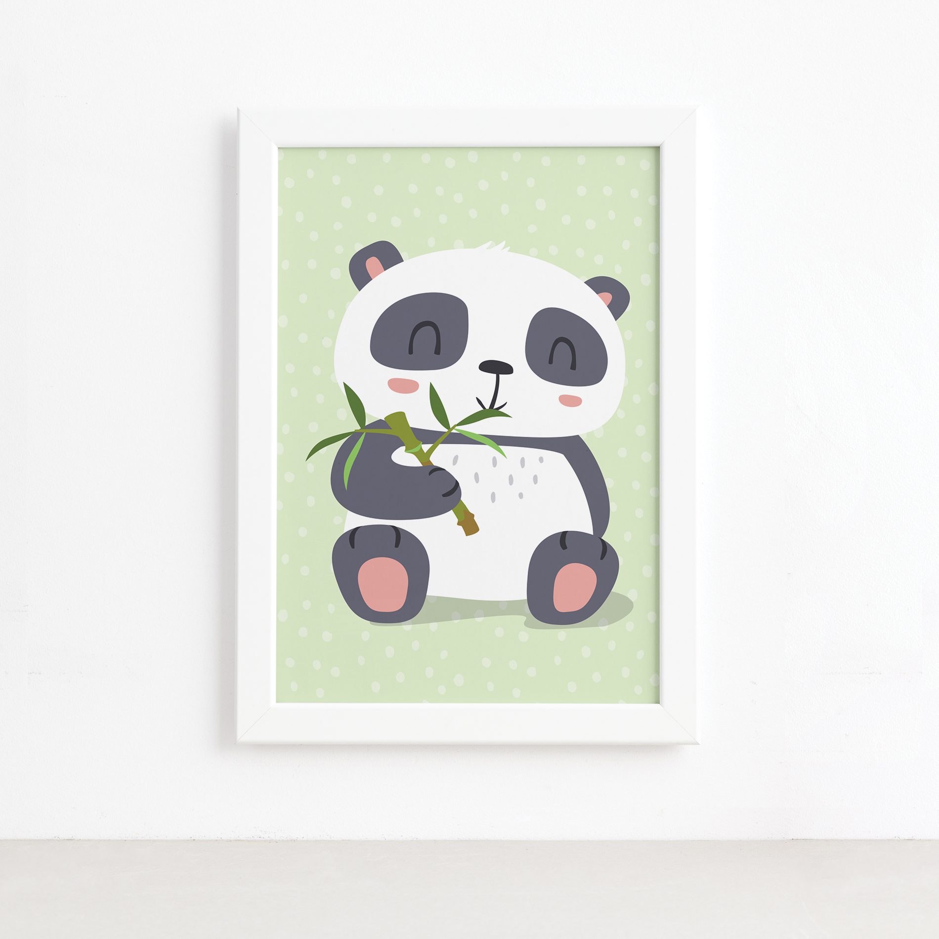 Quadro Animais Panda Moldura Branca 22x32cm,Quadro Animais Panda Moldura Branca 22x32cm